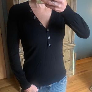 2/$10 Gap woman’s Black Button Fitted Silk Cotton Blend XS S